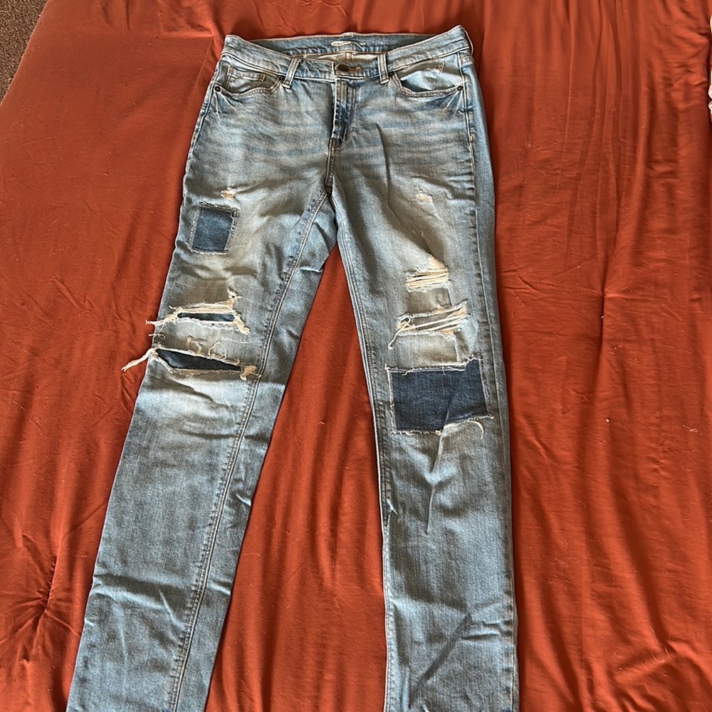 Distressed Patchwork Jeans Boyfriend Style (Tall)